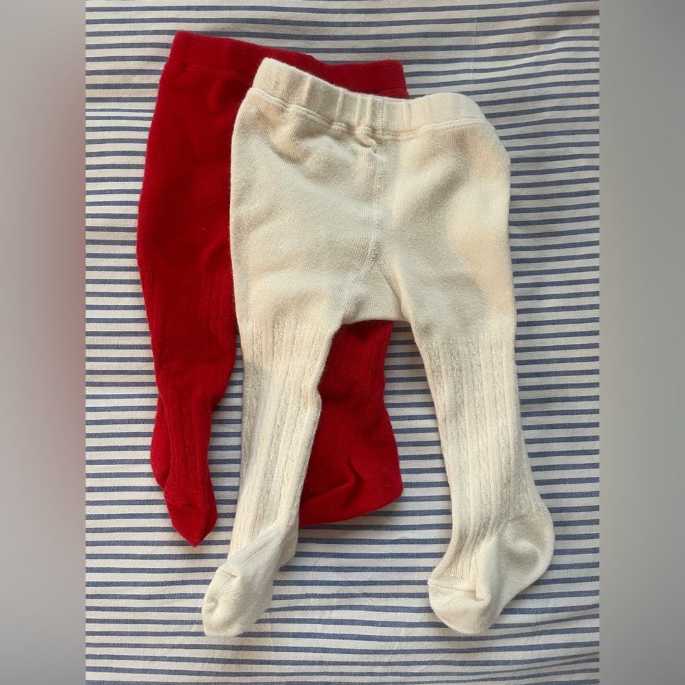 H&M set of two: Red & Cream Baby Tights